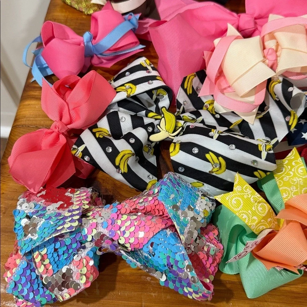 Colorful Fabric Hair Bow Collection Lot of 21